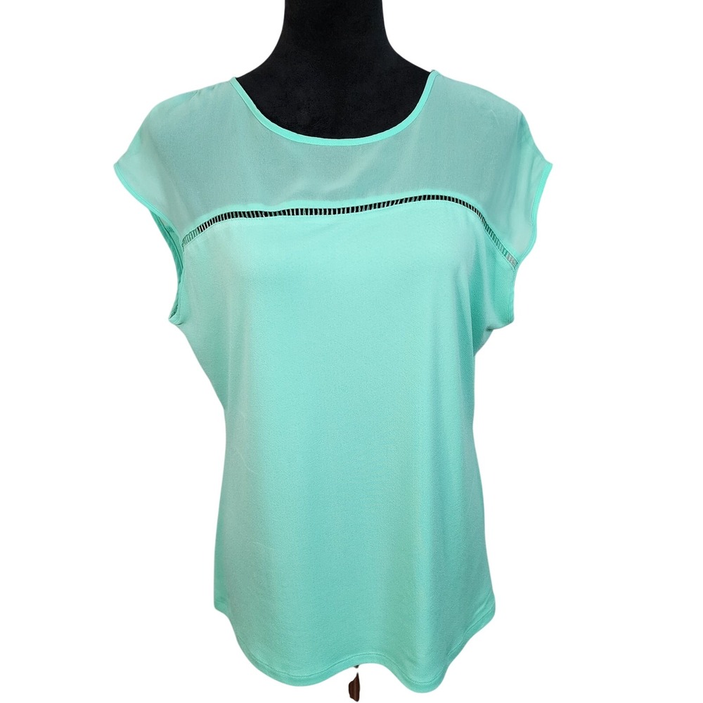 THE LIMITED Size Large Mint Green Sheer‎ Chiffon Yoke Business Casual Blouse